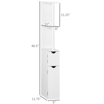 Bathroom Storage Cabinet with Open Shelves, White