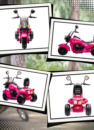 6V 3 Wheel Electric Motorcycle for Kids, Battery Powered Motorbike w/ Headlights, Music, Forward & Reverse, Pink