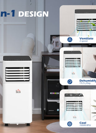 10000 BTU Mobile Air Conditioner for Cooling and Dehumidifying, Remote Control, 24H Timer, LED Display, Black