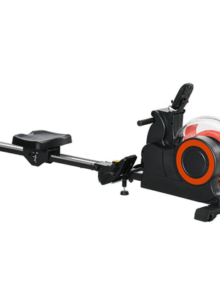 Foldable Rower Machine, Water Rowing Machine with Wheels, LCD Monitor and Tablet Holder for Cardio Training, Red