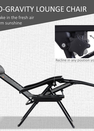 Zero Gravity Chair Set with Side Table, Folding Reclining Chair with Cupholders & Pillows, Adjustable Lounge Chairs for Pool, Backyard, Lawn, Beach, Gray