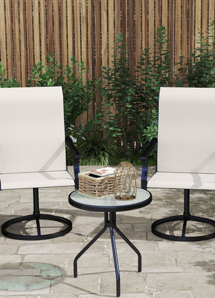 Patio Swivel Chairs Set of 2, High Back Patio Dining Chairs with All-Weather Mesh for Backyard, Lawn, Garden, Cream