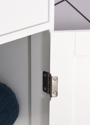 Slim Bathroom Storage Cabinet, Tall Bathroom Cabinet, Narrow Linen Tower with Acrylic Door, Drawer and Shelves, White