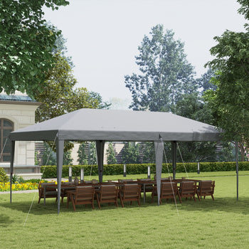 10' x 20' Pop Up Canopy Tent, Upgraded Heavy Duty Tents for Parties, Outdoor Instant Gazebo Sun Shade Shelter with Carry Bag, for Catering, Events, Wedding, Backyard BBQ, Gray