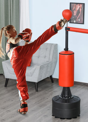 Boxing Bag, Freestanding Punching Bag with Speed Ball, Rotating Boxing Bar and Gloves, Weighted Base