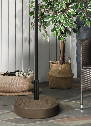Umbrella Stand for 1.5" or 2" Umbrella Poles, Round Fillable Umbrella Base for Outdoor, Lawn, Deck, Brown