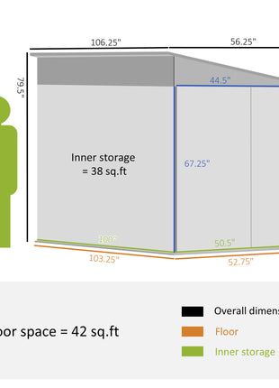 4.6' x 9' Outdoor Storage Shed, Lean to Metal Shed with Foundation Kit, Lockable Doors and Gloves for Patio, Lawn, Gray