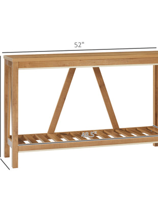 Console Table, Farmhouse Entryway Table with Storage Slatted Shelf, Rustic Sofa Table with Anti-Tipper for Living Room, Hallway, Brown