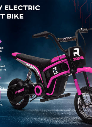 24V 350W Electric Dirt Bike Up to 15 MPH w/ Twist Grip Throttle, Pink