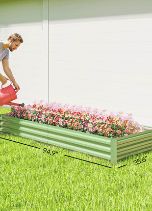 8x3x1FT Galvanized Raised Garden Bed, Easy DIY and Cleaning for Growing Flowers, Herbs, Succulents, Light Green