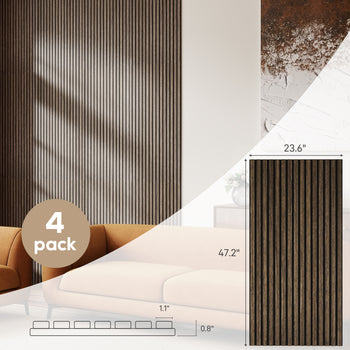 47" x 24" Wood Panels for Wall, 4 Pack Acoustic Panels, Sound Absorbing Slat Wall for Wall Decor, Home, Walnut