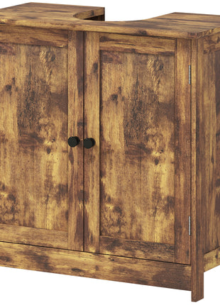 Bathroom Vanity Cabinet, Under Sink Bathroom Cabinet with 2 Doors and Adjustable Shelf, Rustic Brown