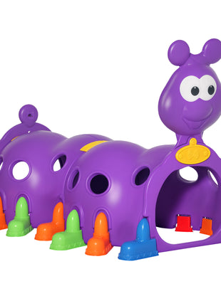 Caterpillar Play Tunnel, Toddler Tunnel for Kids Crawl and Climb Through, Kids' Play Structure Indoor Outdoor, 2 Sections, Purple