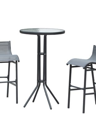 3 Piece Bar Height Outdoor Bistro Set for 2, Charcoal Gray