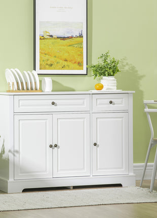 Sideboard Buffet Cabinet, Modern Accent Cabinet with 2 Drawers and Adjustable Shelves, Entryway Cabinet, White