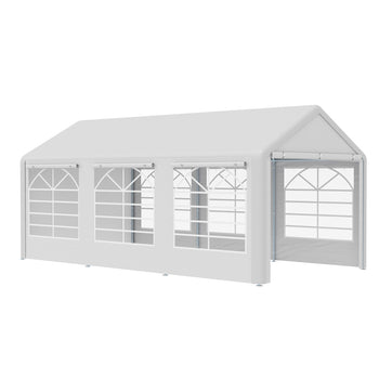 10' x 20' Heavy Duty Party Tent & Carport with Removable Sidewalls and Double Doors, Large Canopy Tent, Sun Shade Shelter, for Parties, Wedding, Outdoor Events, BBQ, White