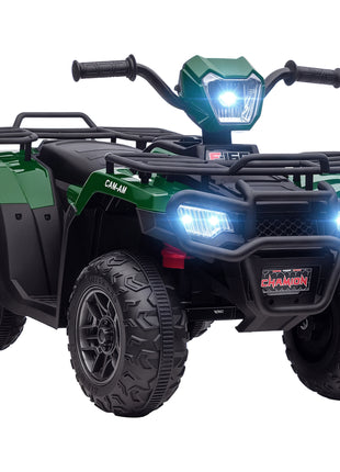 12V Electric Toy Car with Forward Backward Function, Music, LED Headlights, for Ages 3-5 Years, Green