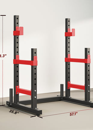 Adjustable Squat Rack, 660lbs Multi-Functional Bench Press Rack for Weight Lifting Home Gym Strength Training, Red
