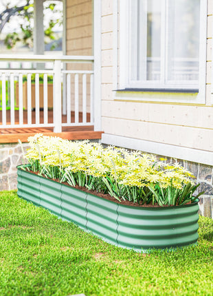 7.9' x 2' x 1' Galvanized Raised Garden Bed Kit, Metal Planter Box with Safety Edging, Green