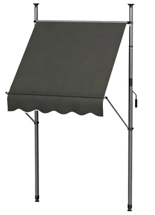 5' x 4' Manual Retractable Awning, Non-Screw Patio Awning, UV Resistant, for Window or Door, Dark Gray