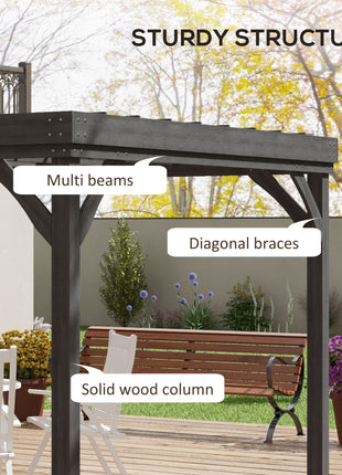 10' x 12' Outdoor Wooden Pergola, Grape Vine Gazebo with Concrete Anchors for Garden, Patio, Backyard, Deck, Gray