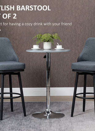 Modern Bar Stools, Set of 2 Swivel Kitchen Chairs, Dark Gray