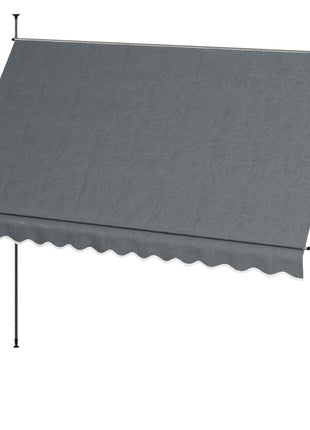 11.5' x 4' Manual Retractable Awning, Non-Screw Patio Awning, UV Resistant for Window or Door, Dark Gray