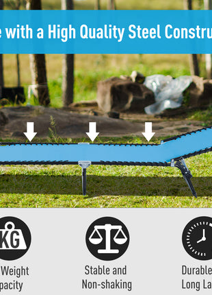 Foldable Chaise Lounge, 4-Position Reclining Back, Trifold Portable design and Breathable Mesh for Poolside,Camping, Hiking - Light Blue
