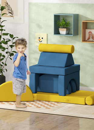 14 Pieces Foam Climbing Blocks for Toddlers, Indoor Climb and Crawl Activity Play Set, Yellow