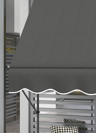 5' x 4' Manual Retractable Awning, Non-Screw Patio Awning, UV Resistant, for Window or Door, Dark Gray