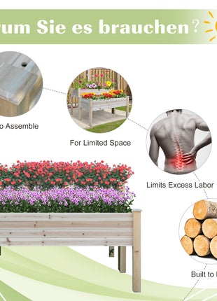 Two-Tier Wooden Elevated Garden Bed with Legs, Large Capacity 45x45 Outdoor Planter for Vegetables, Flowers, and Herbs, Ideal for Gardeners, Natural