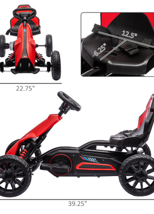 12V Electric Go Kart for Kids w/ Adjustable Speed, Red