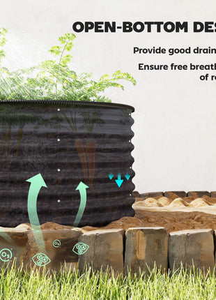 Set of 2 Raised Garden Bed, Metal Planter Box with Safety Edging, Easy-to-assemble Stock Tank, Dark Gray