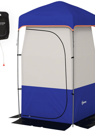 Camping Shower Tent, Portable Privacy Shelter with Solar Shower Bag, Removable Floor and Carrying Bag, Blue