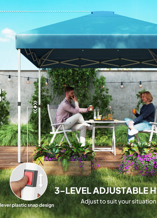 10' x 10' Pop Up Canopy Tent with 2 Half Sidewalls, UV50+ Instant Sun Shelter with Wheeled Carry Bag, Sea Blue