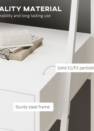 Home Office desk, Computer Desk for Small Spaces, Study Table with Drawer and Storage Shelves, White