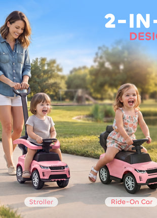 Land Rover Discovery Licensed Baby Push Car, 2-in-1 Ride on Car with Push Handle and Safety Guardrail, Pink
