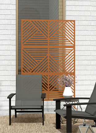 Decorative Privacy Fence Screen, Metal Outdoor Privacy Screen Climbing Plant Trellis with Stand, Rhombus Brown