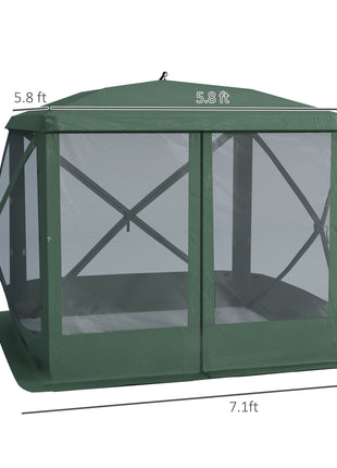 Pop Up Camping Canopy Gazebo Screen Shelter Tent with Single Person Easy Set-Up, Ventilating Mesh, Portable Carry Bag for Outdoor Tenting Party Event, 7x7FT, Green