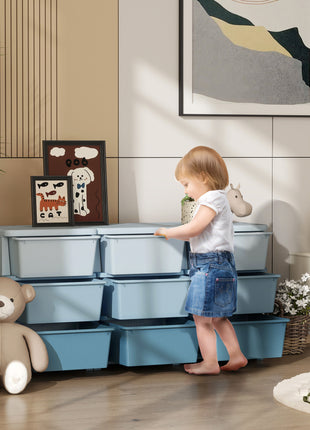 29.5" 3 Tier Kids Storage Unit Dresser Tower w/ 9 Drawers, Blue