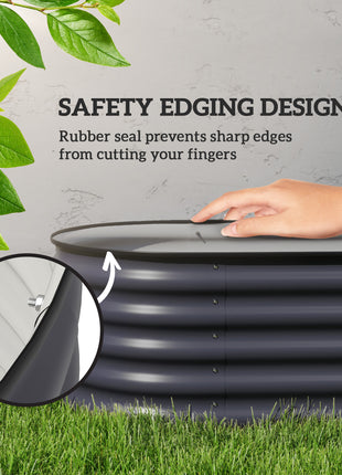 7.9' x 2' x 1.4' Galvanized Raised Garden Bed Kit, Metal Planter Box with Safety Edging, Dark Gray