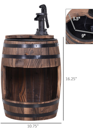 23" H Outdoor Water Fountain Wood and Plastic Rustic Apple Barrel Pump Garden Decor for Outside Backyard