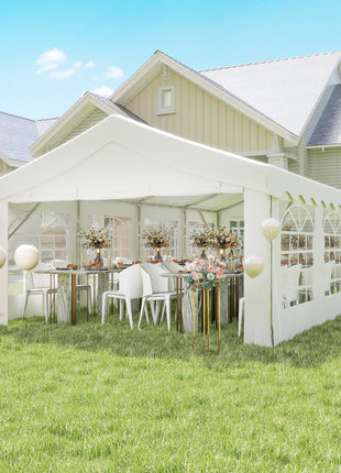 Heavy Duty Party Tent, 13x26 ft Outdoor Wedding Event Shelter, with Removable Sidewalls & Windows, for Family Gatherings, White