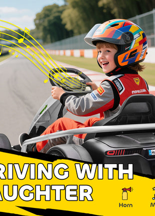 24V Electric Go Kart for Kids, Drift Ride-On Racing Go Kart with 2 Speeds, for Boys Girls Aged 8-12 Years Old, White