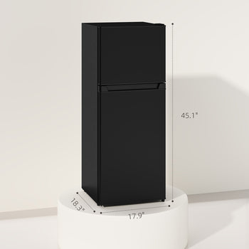 Small Fridge with Freezer, 4 Cu Ft Refrigerator with Reversible Doors, Black
