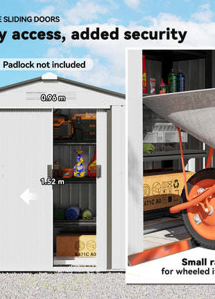 7x4 Garden Shed, Storage Shed with 4 Vents & 2 Sliding Doors, Garden Tool House for Backyard, Patio, Garage, Lawn,White