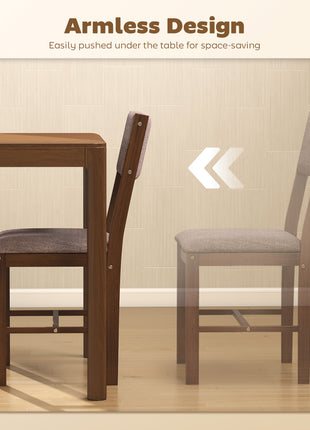 Modern Dining Chairs Set of 4, Linen Fabric Kitchen Chairs with Rubberwood Legs for Dining Room, Living Room, Brown