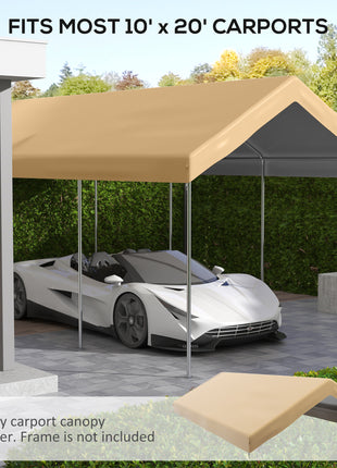 20' x 10' Carport Replacement Canopy for Model 84C-207WT or 84C-386V00WT with Ball Bungee Cords, Beige (Only Cover)
