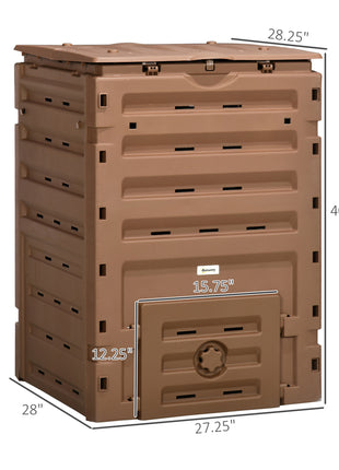 Garden Compost Bin, 120 Gallon (450L) Garden Composter, BPA Free, with 80 Vents and 2 Sliding Doors, Lightweight & Sturdy, Fast Creation of Fertile Soil, Brown