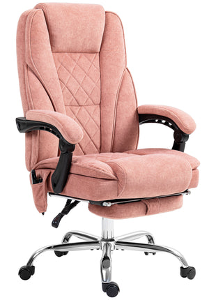 Massage Office Chair, Heated Reclining Computer Chair with Adjustable Height and Footrest, Pink